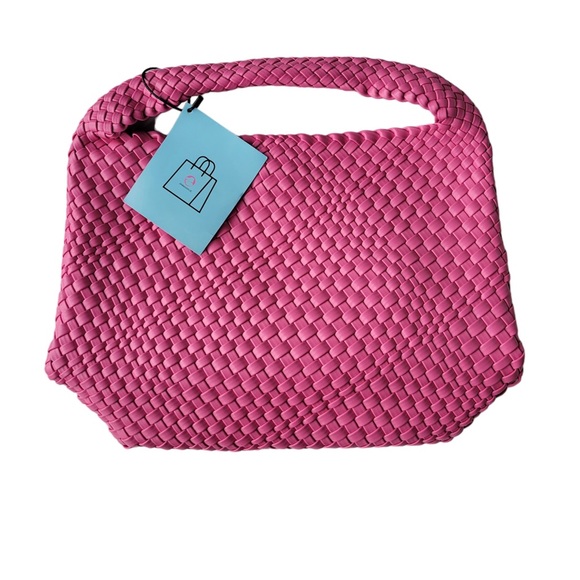 JINMANXUE Vegan Leather Hand-Woven Shoulder Handbag with Matching Cosmetic Case - Picture 4 of 10